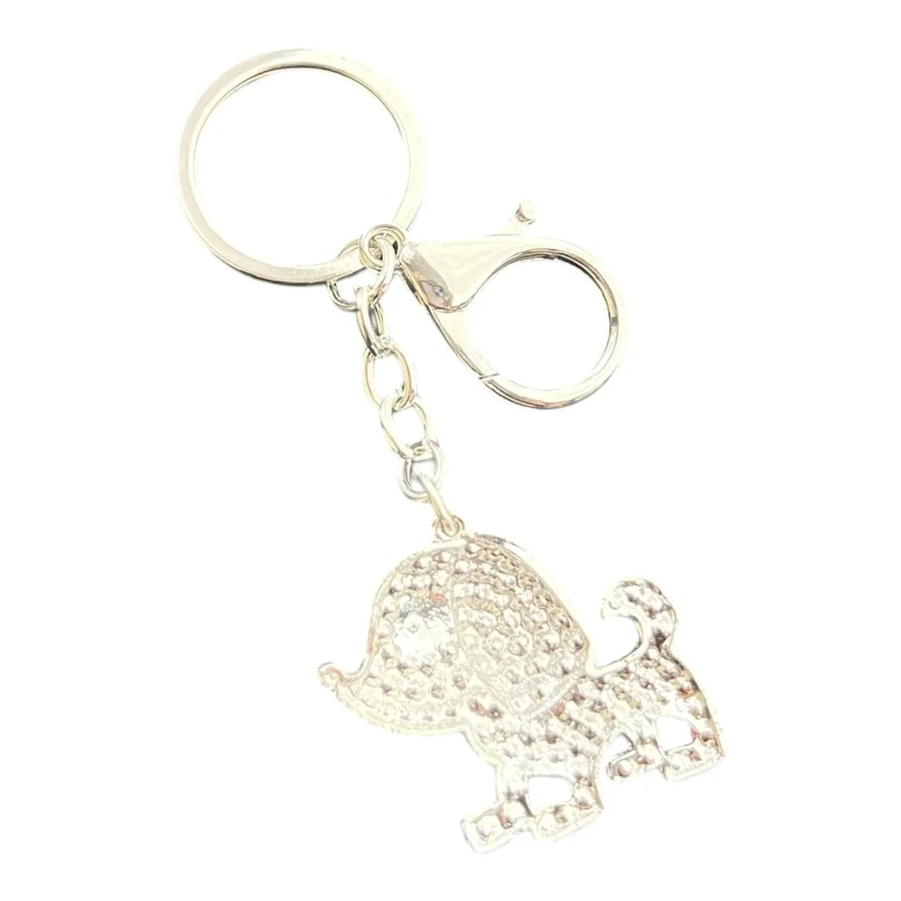 Women's Silver Red Rhinestone Dog Charm Key Chain Bling 4